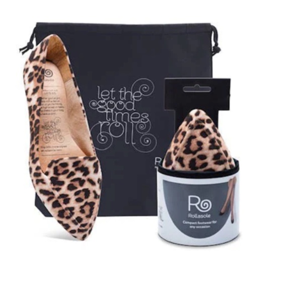 Leopard Print Flat Roll Up Shoes Compact Rollasole Travel Friendly Slip On - Picture 1 of 3